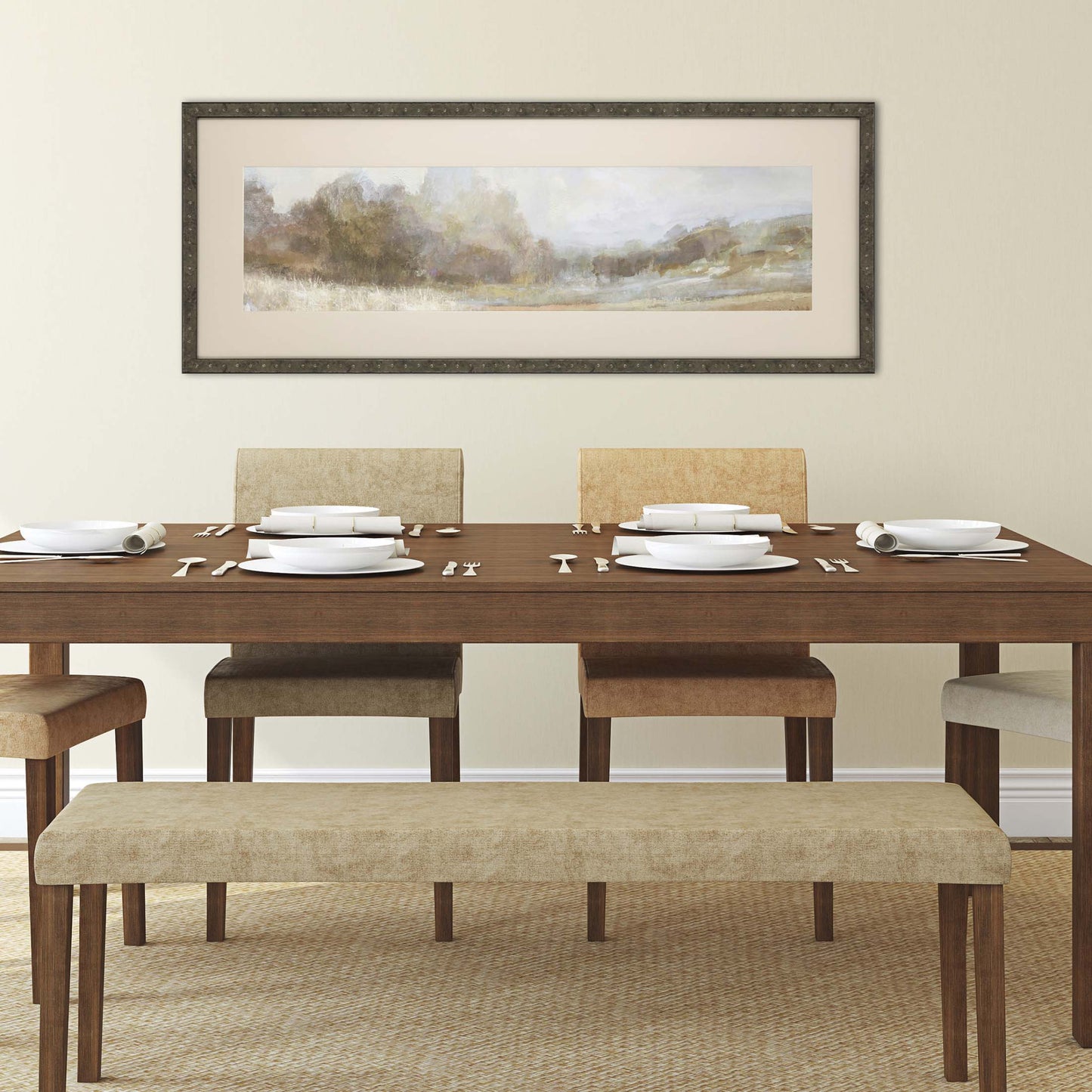 Focused Fields - Breeze Framed Art Brown Picture Frame Print Wall Art