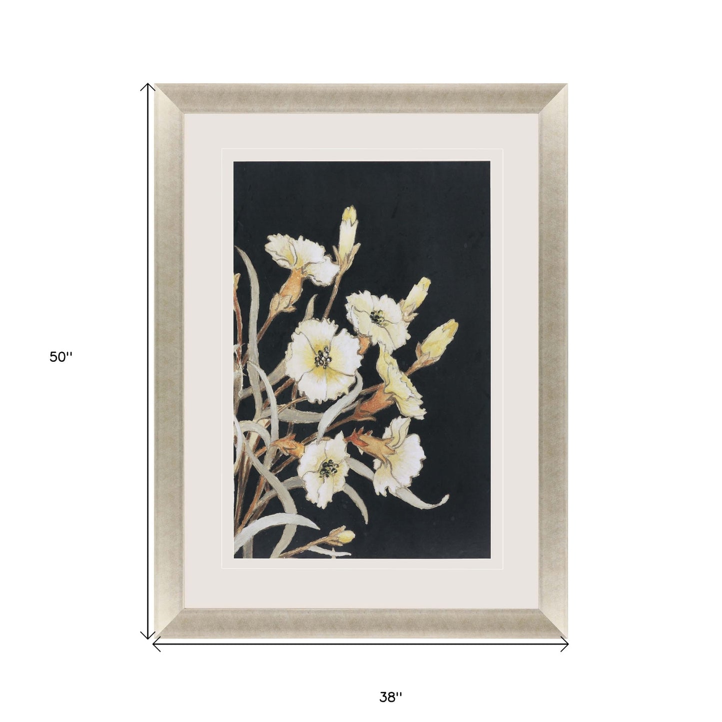Yellow Flower On Black I Framed Art Gold Picture Frame Print Wall Art