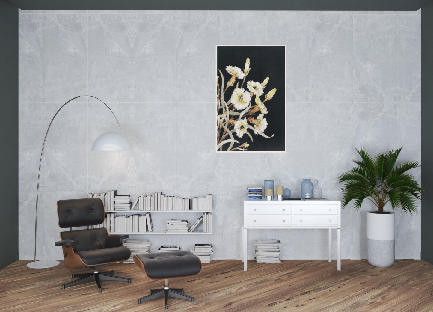 Yellow Flower On Black I Framed Art Gold Picture Frame Print Wall Art
