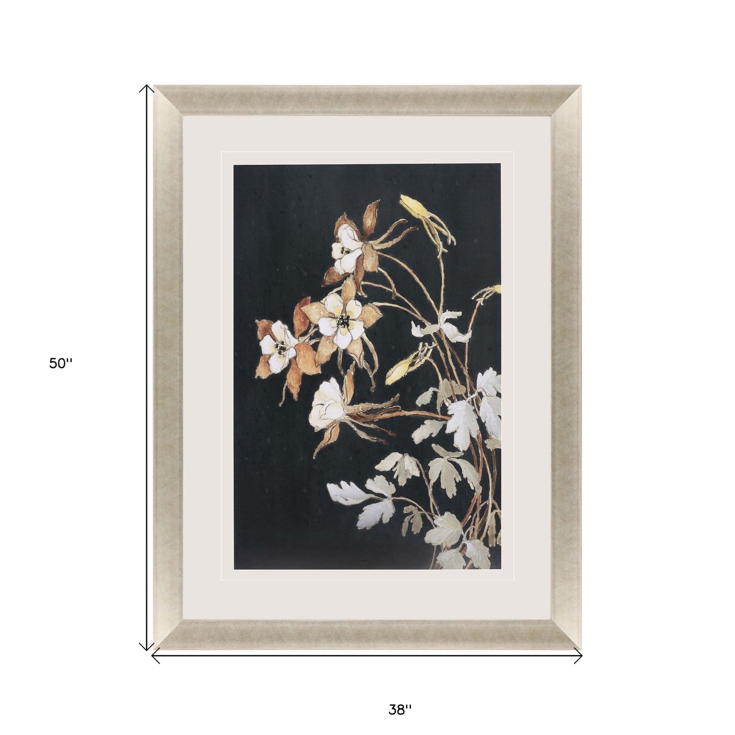 Yellow Flower On Black Ii Framed Art Gold Picture Frame Print Wall Art
