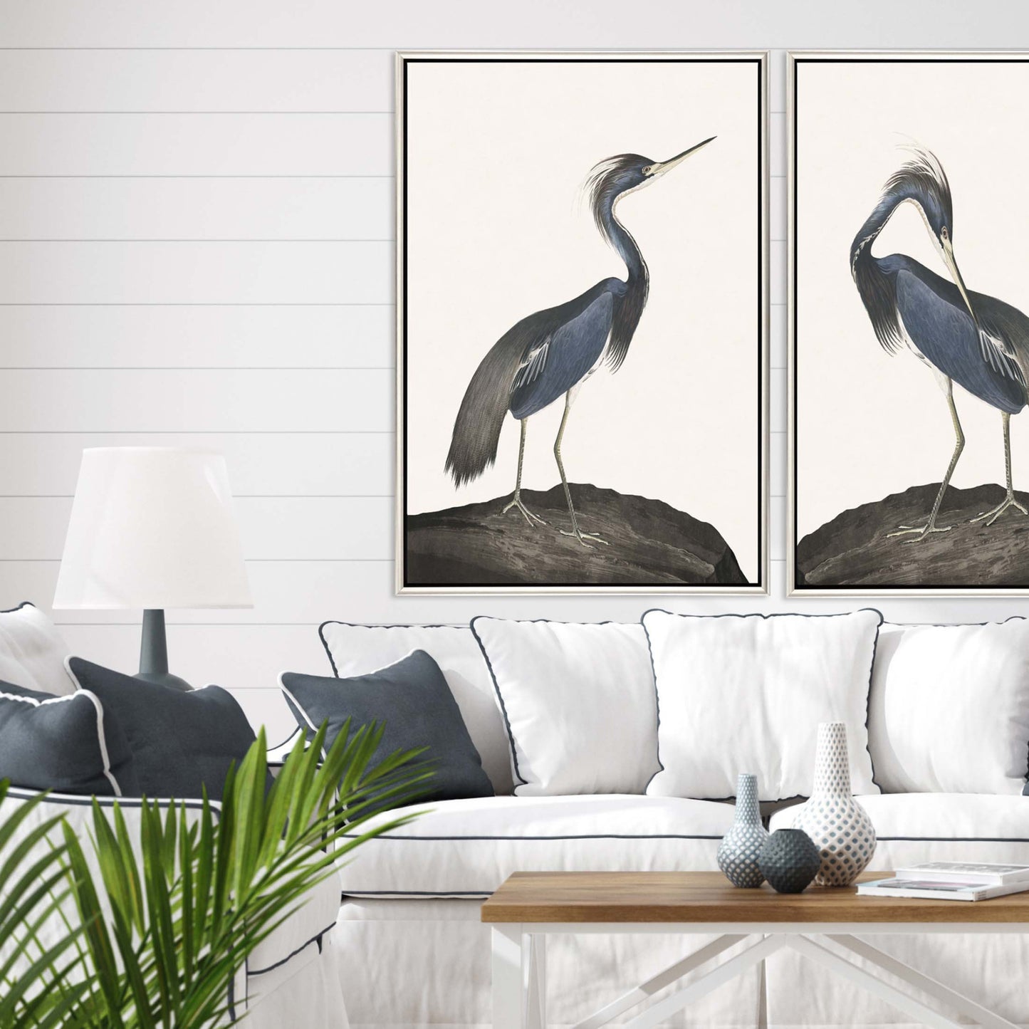 Great Heron I Canvas Silver Floater Frame Print Wall Art