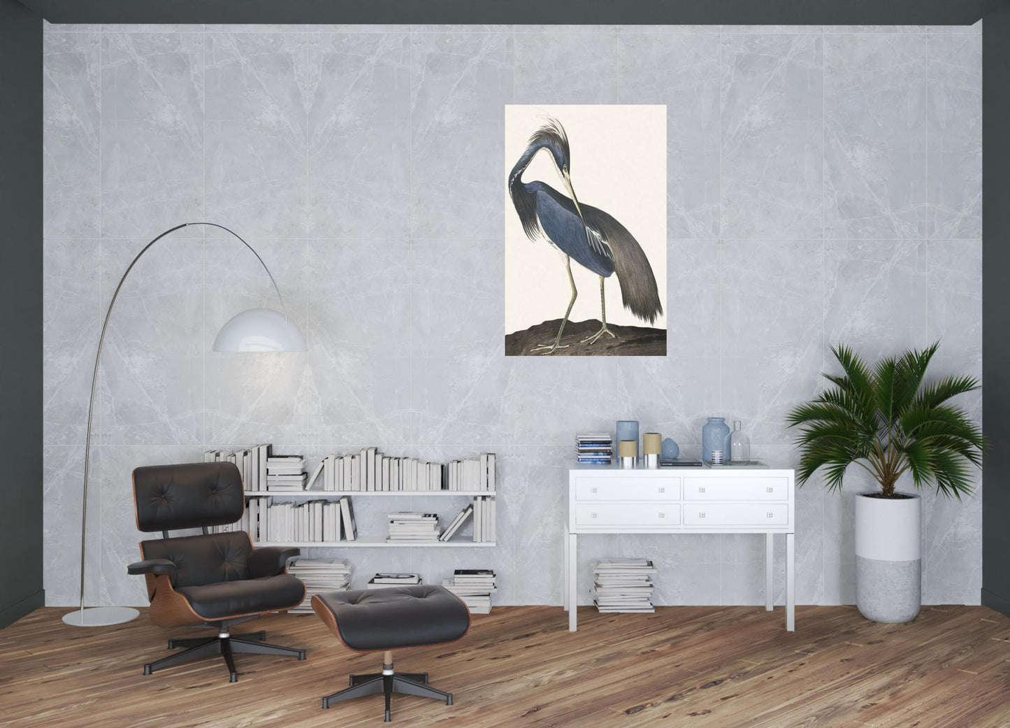 Great Heron Ii Canvas Silver Floater Frame Print Wall Art
