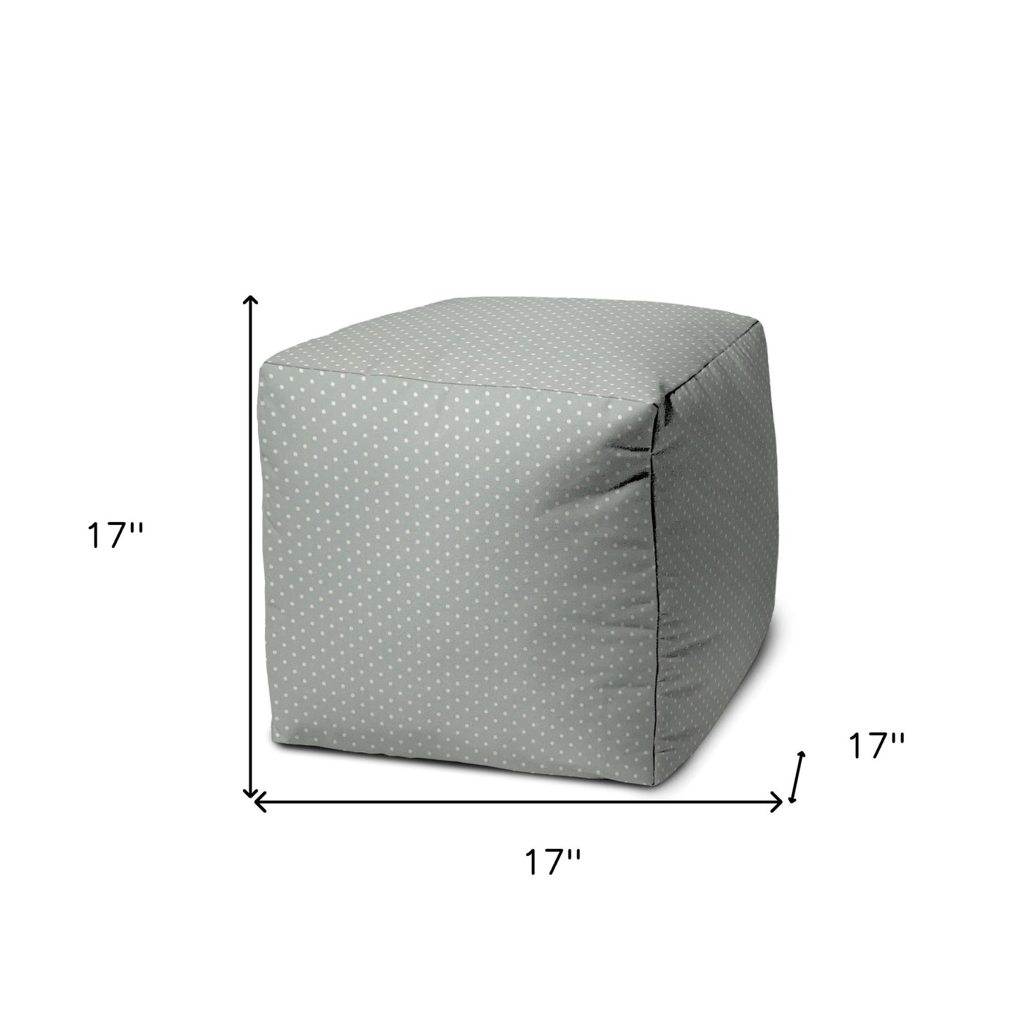 17" Yellow Polyester Cube Polka Dots Indoor Outdoor Pouf Ottoman