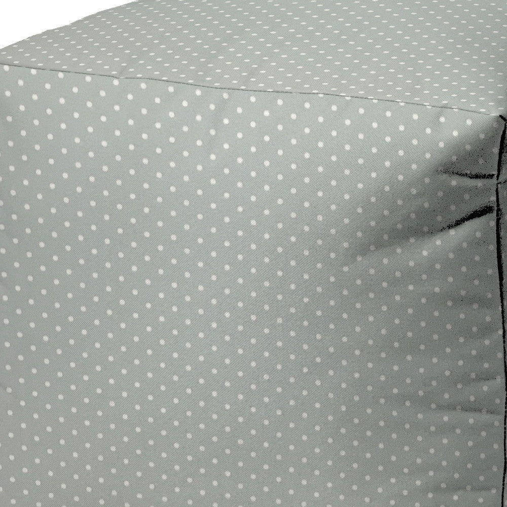 17" Yellow Polyester Cube Polka Dots Indoor Outdoor Pouf Ottoman