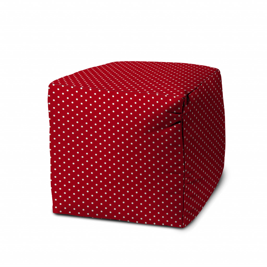 17" Yellow Polyester Cube Polka Dots Indoor Outdoor Pouf Ottoman