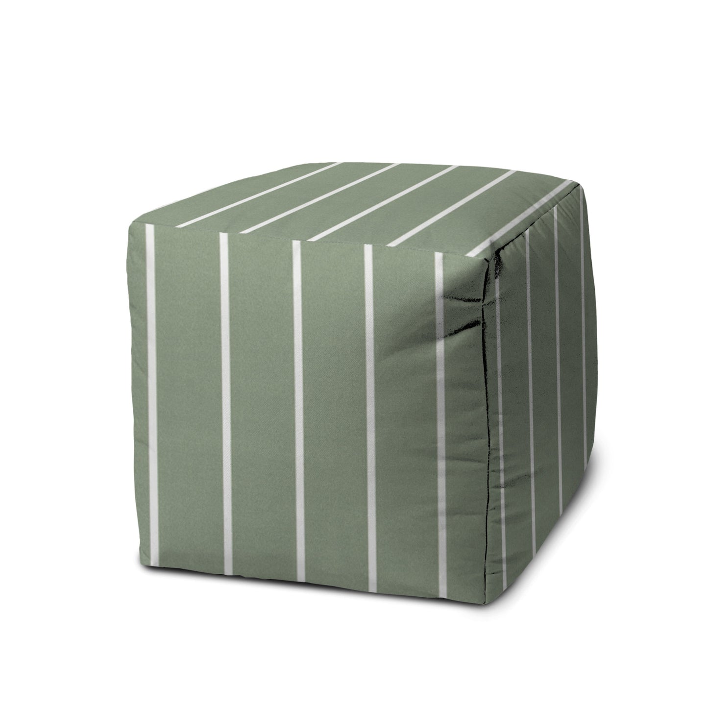 17" Gray Polyester Cube Striped Indoor Outdoor Pouf Ottoman