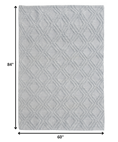 5' X 7' Gray Geometric Dhurrie Area Rug
