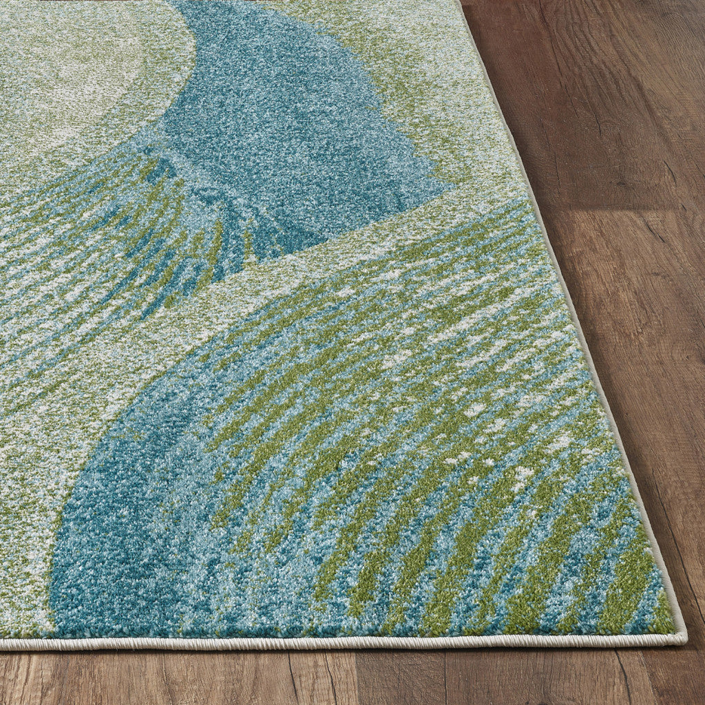 8' X 11' Blue Abstract Dhurrie Area Rug