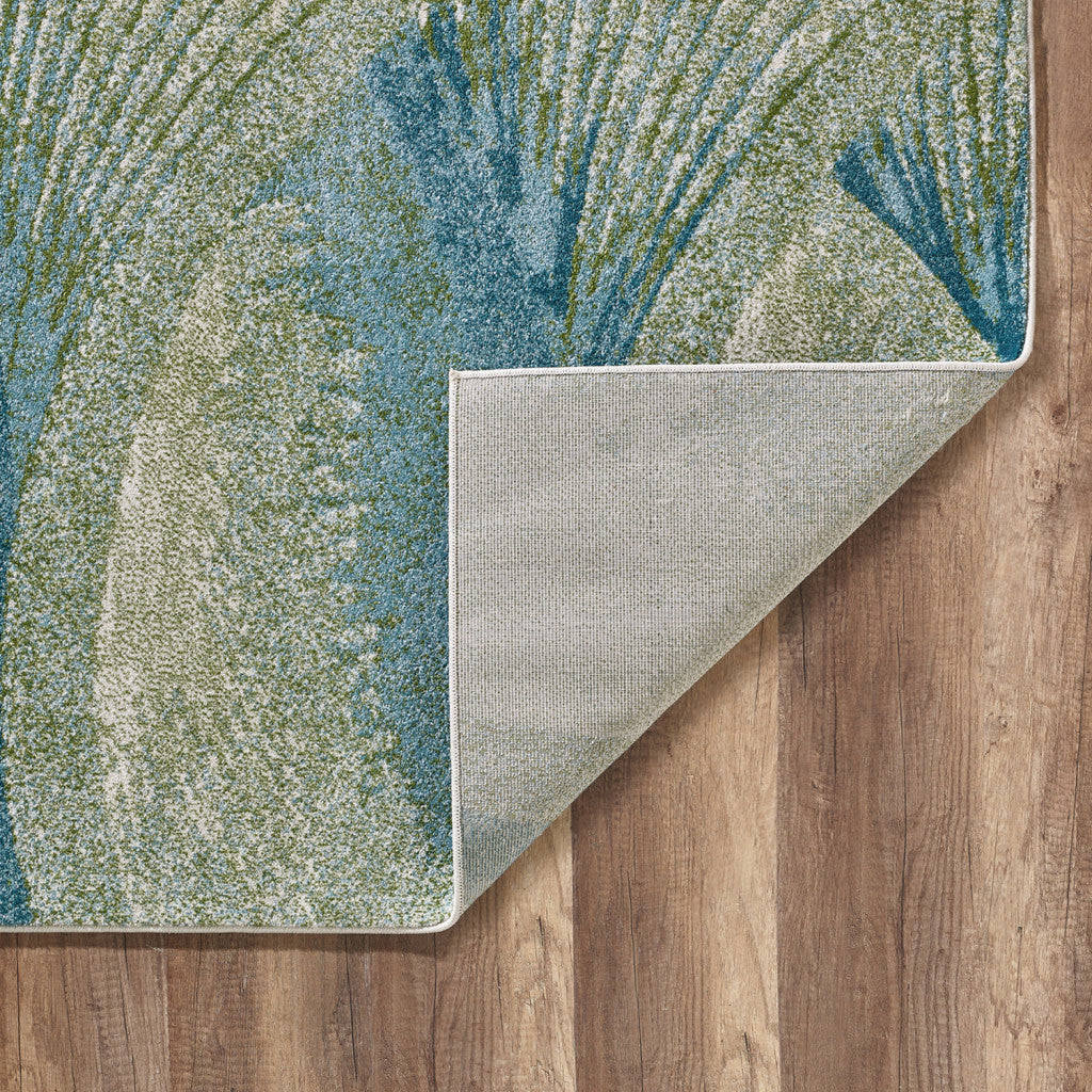 8' X 11' Blue Abstract Dhurrie Area Rug