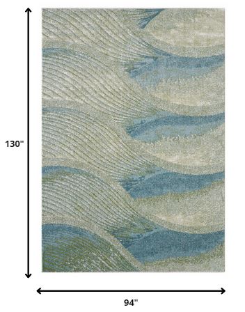8' X 11' Blue Abstract Dhurrie Area Rug