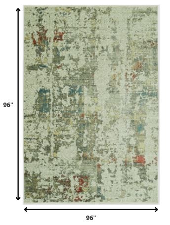 8' Ivory Round Abstract Dhurrie Area Rug