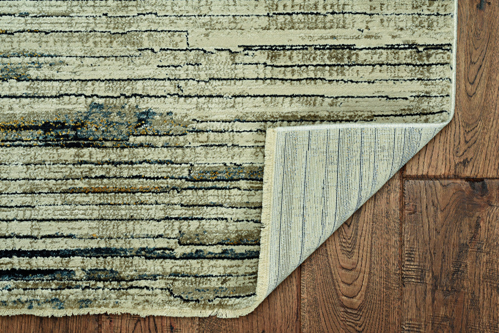 8' X 11' Blue And Ivory Abstract Dhurrie Area Rug