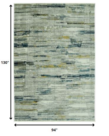 8' X 11' Blue And Ivory Abstract Dhurrie Area Rug