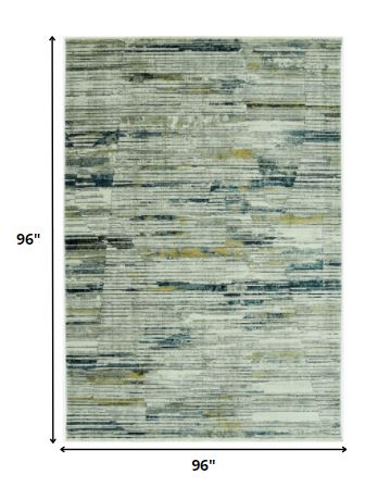 8' Blue And Ivory Round Abstract Dhurrie Area Rug