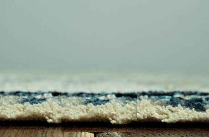 8' Blue And Ivory Round Abstract Dhurrie Area Rug
