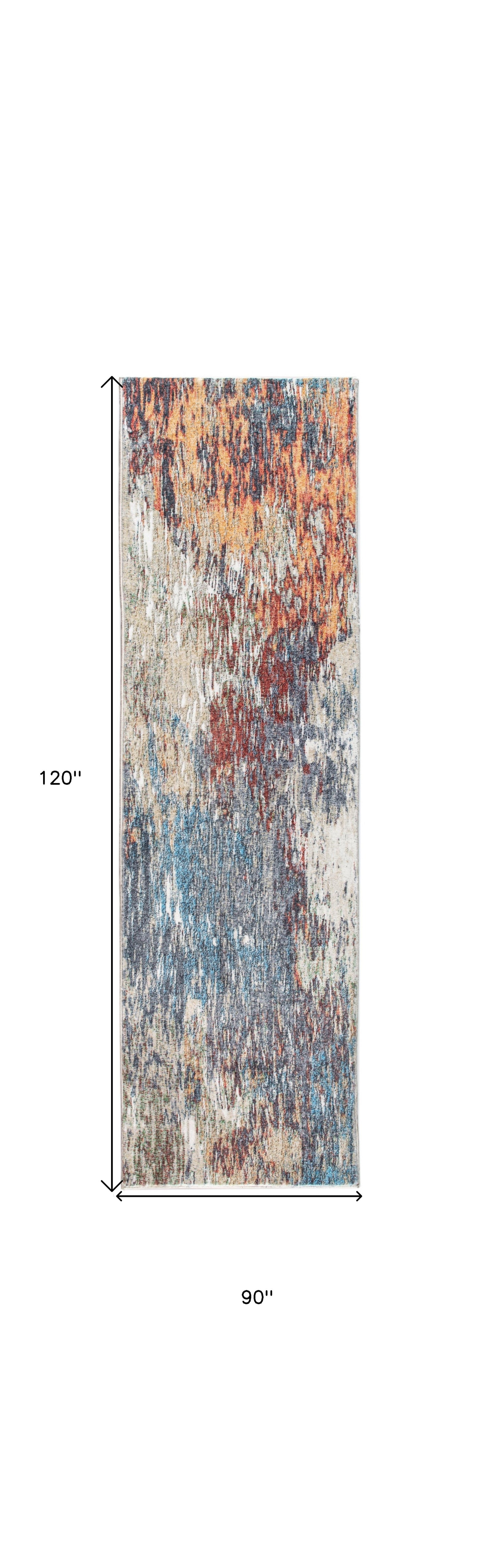 8' X 10' Blue And Beige Abstract Dhurrie Area Rug