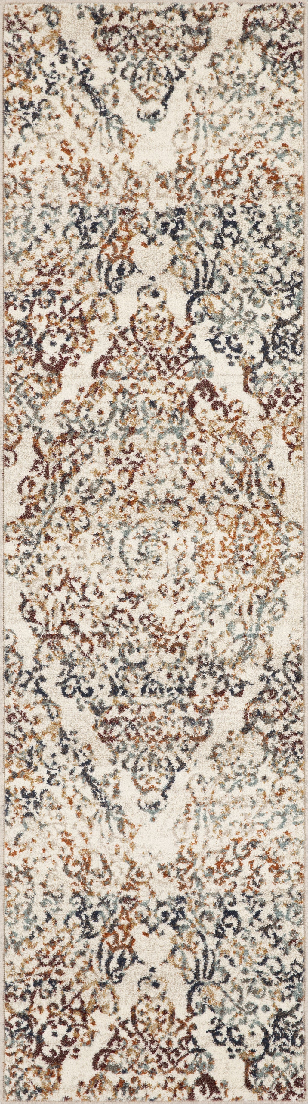 8' Ivory Oriental Dhurrie Runner Rug
