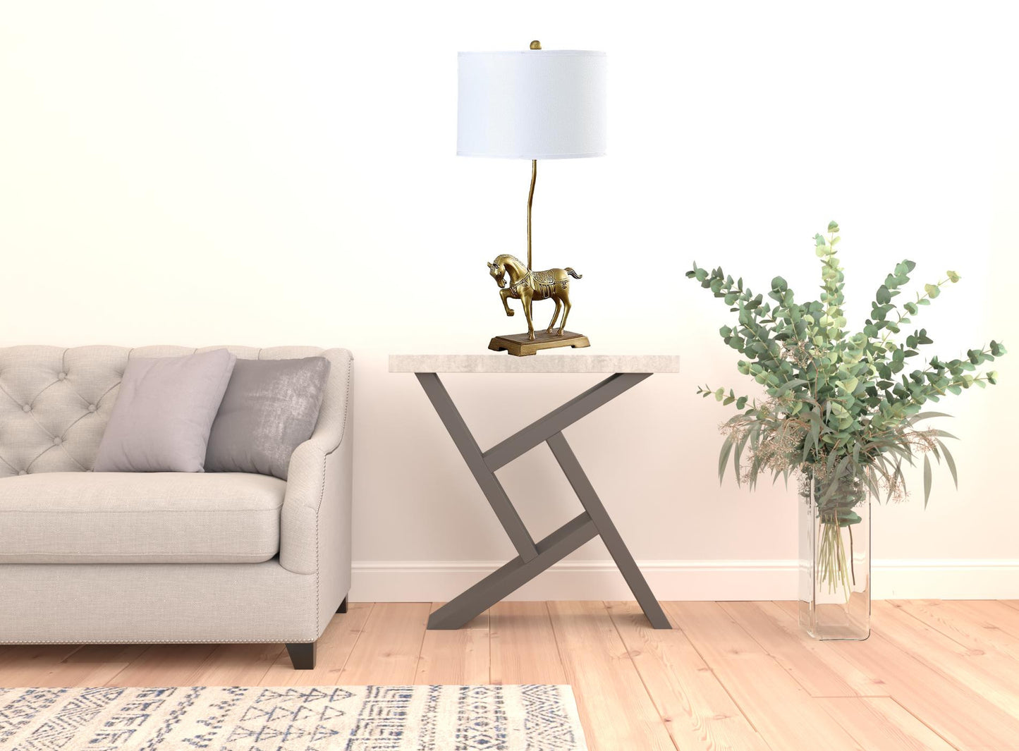 30" Gold Stallion Horse Table Lamp With White Shade