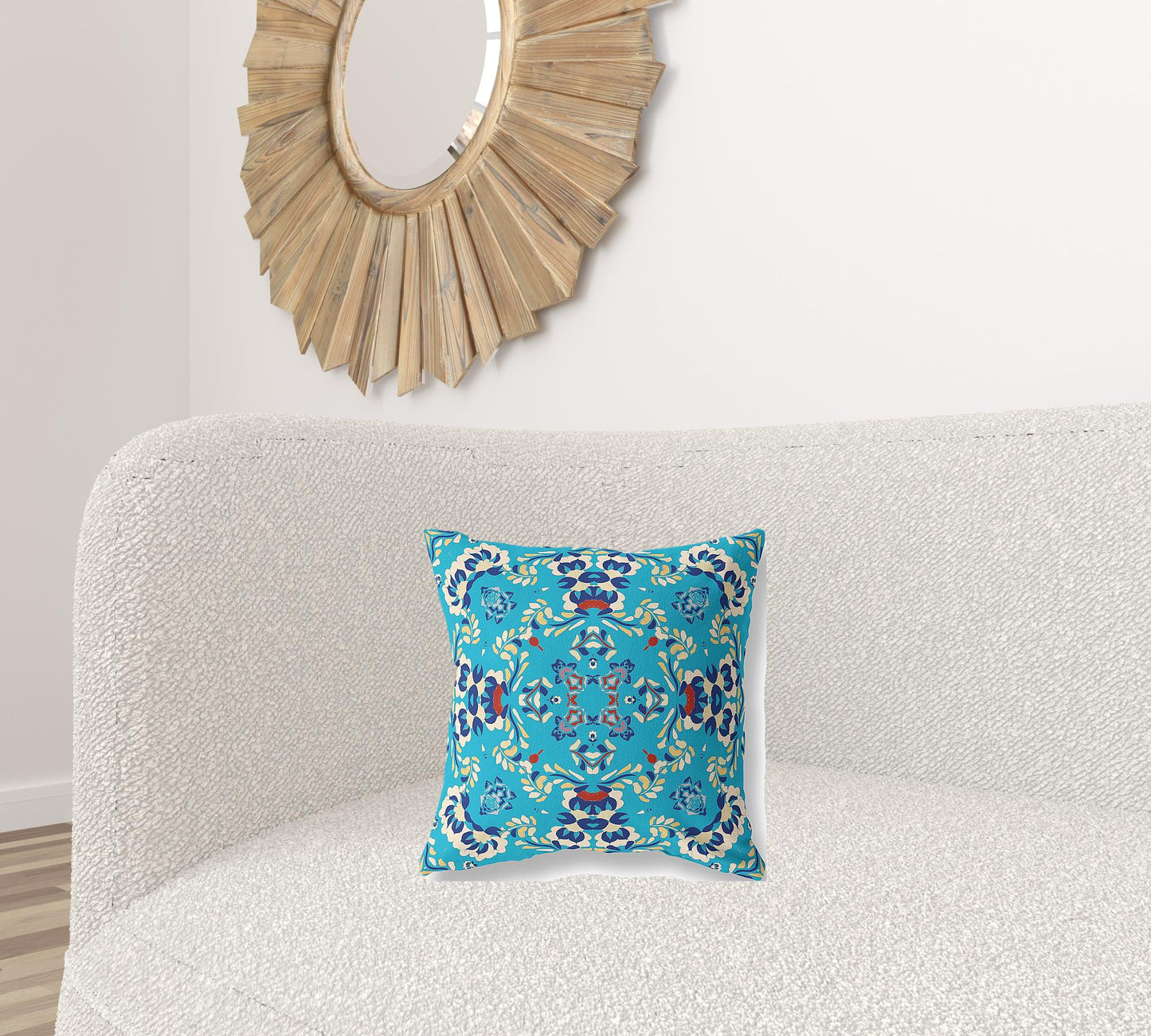 16" X 16" Blue Zippered Suede Geometric Throw Pillow