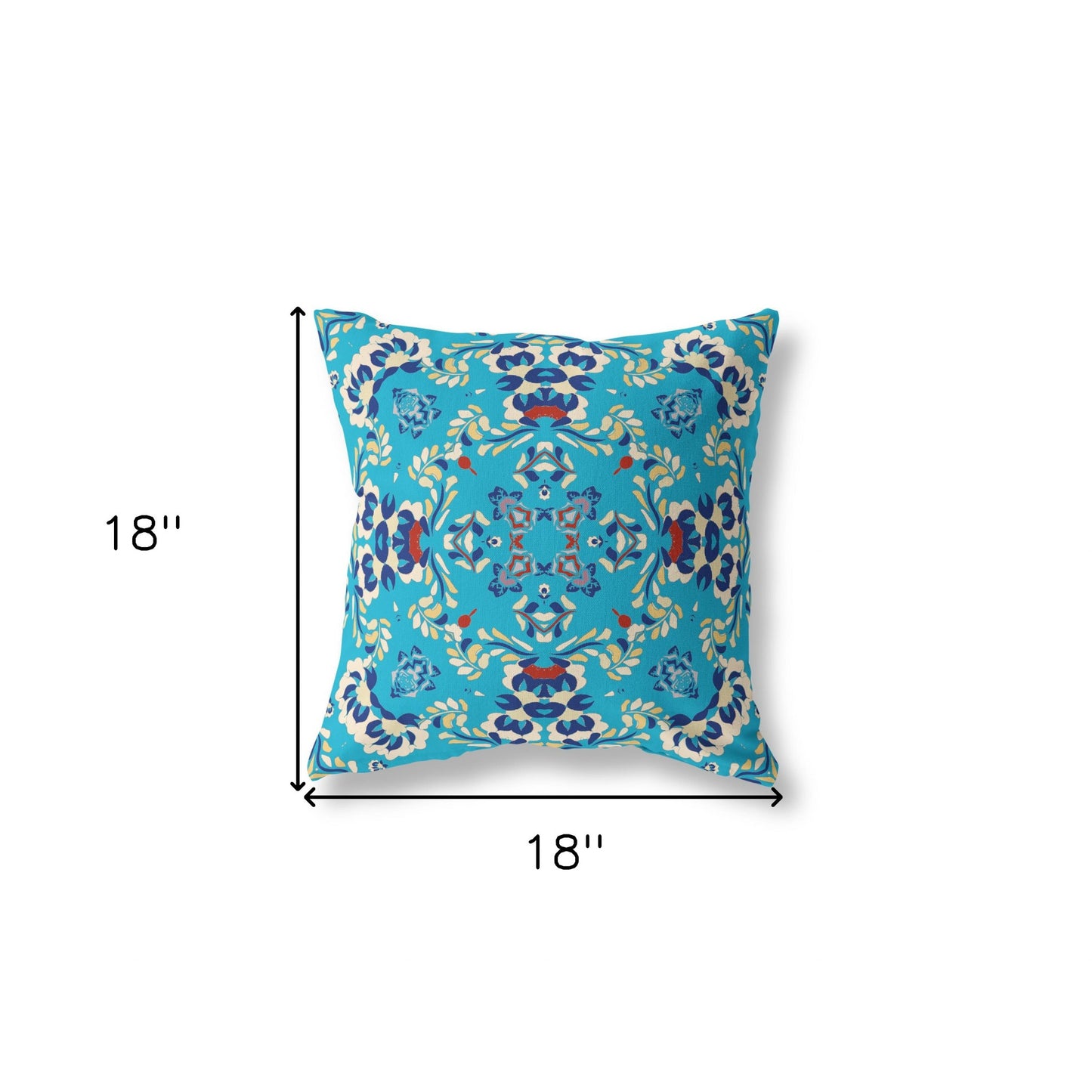 18" X 18" Blue Zippered Suede Geometric Throw Pillow