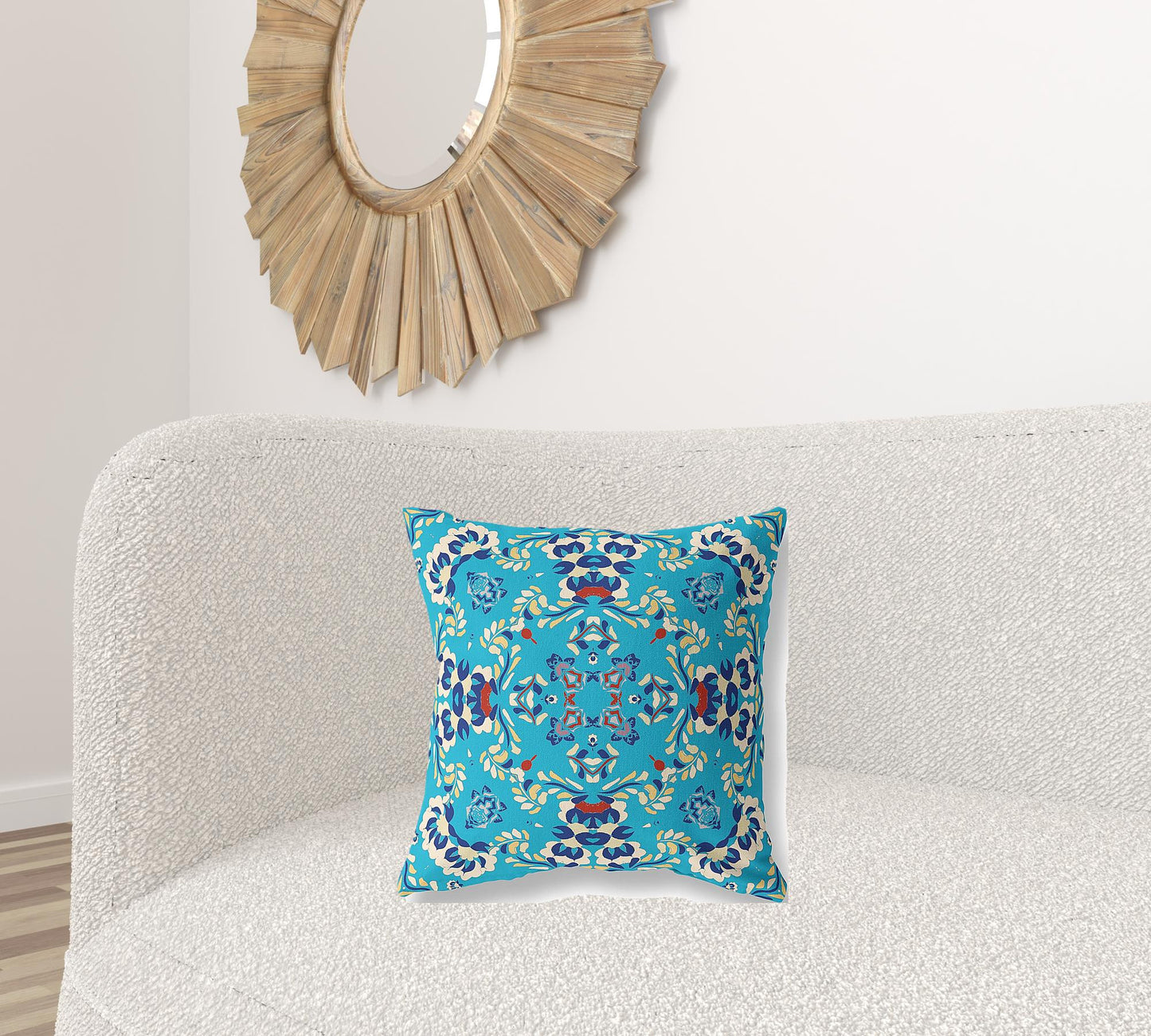 18" X 18" Blue Zippered Suede Geometric Throw Pillow