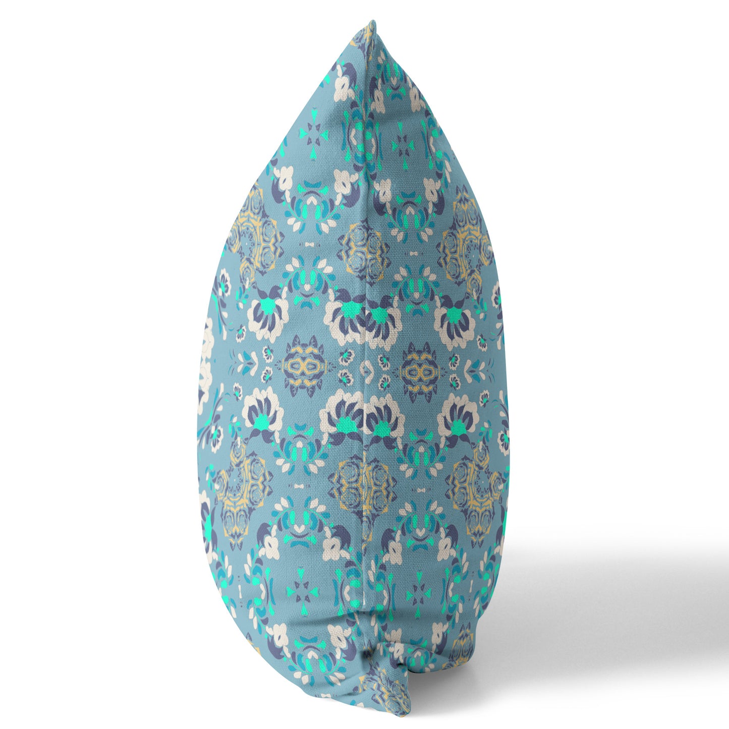 16" X 16" Light Blue Zippered Suede Geometric Throw Pillow
