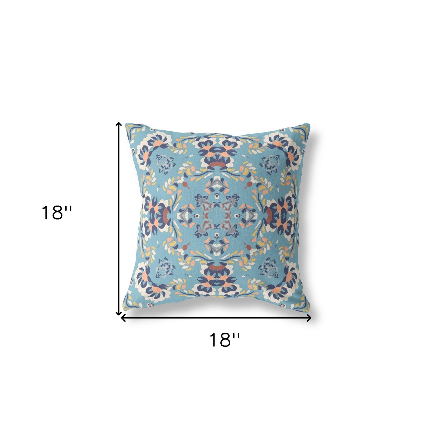 18" X 18" Gray And Blue Blown Seam Suede Geometric Throw Pillow