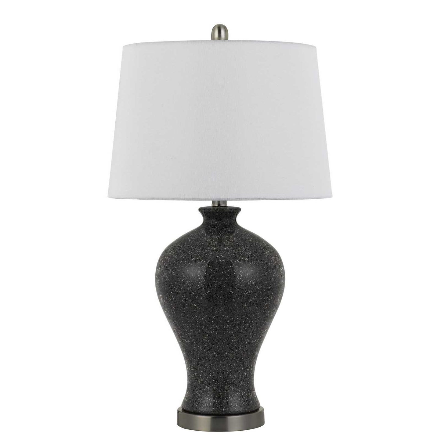 Set Of Two 27" Silver Metal Two Light Desk Table Lamps With White Globe Shade