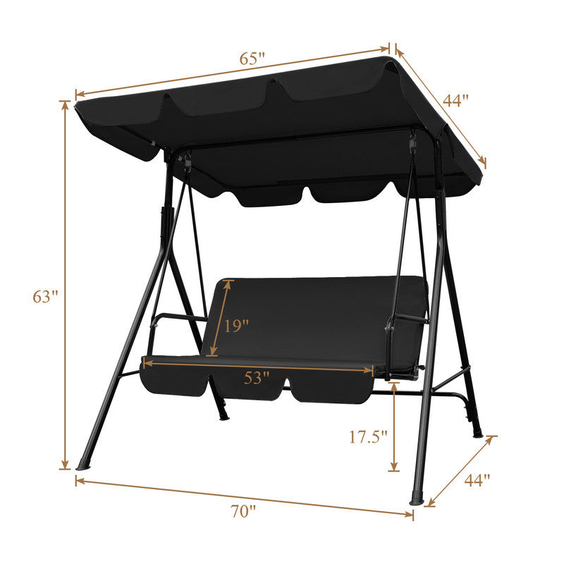 65" Black Metal Swing Chair