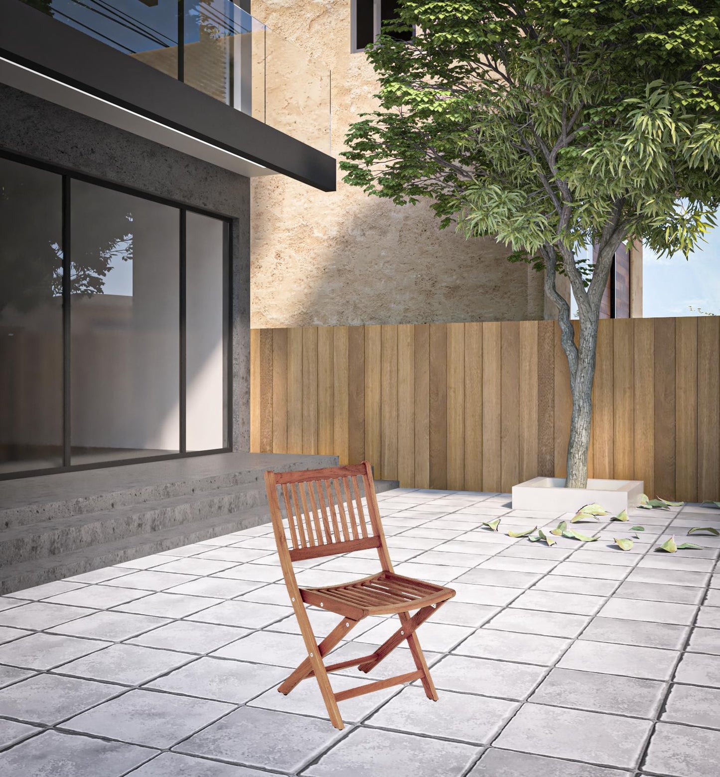 Brown Solid Wood Deck Chair