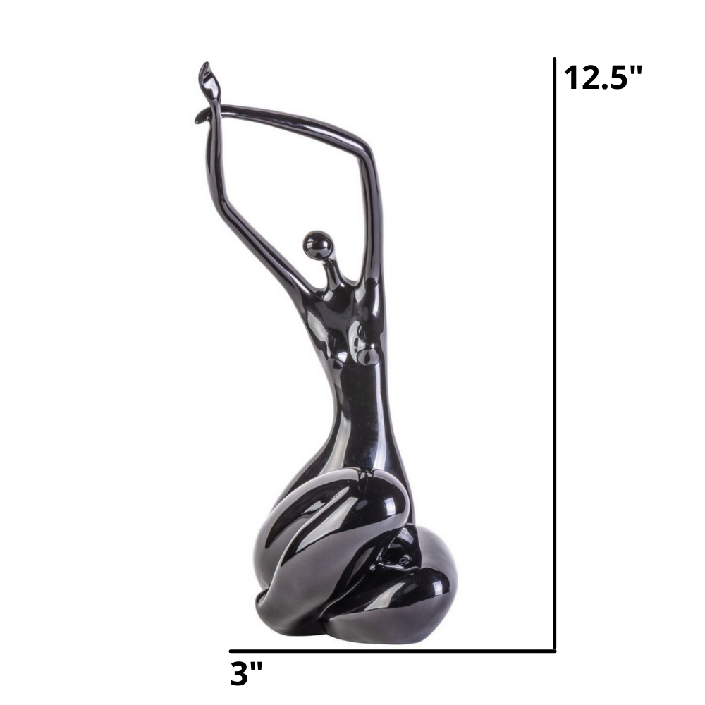 Matte Black Women Stretching Sculpture