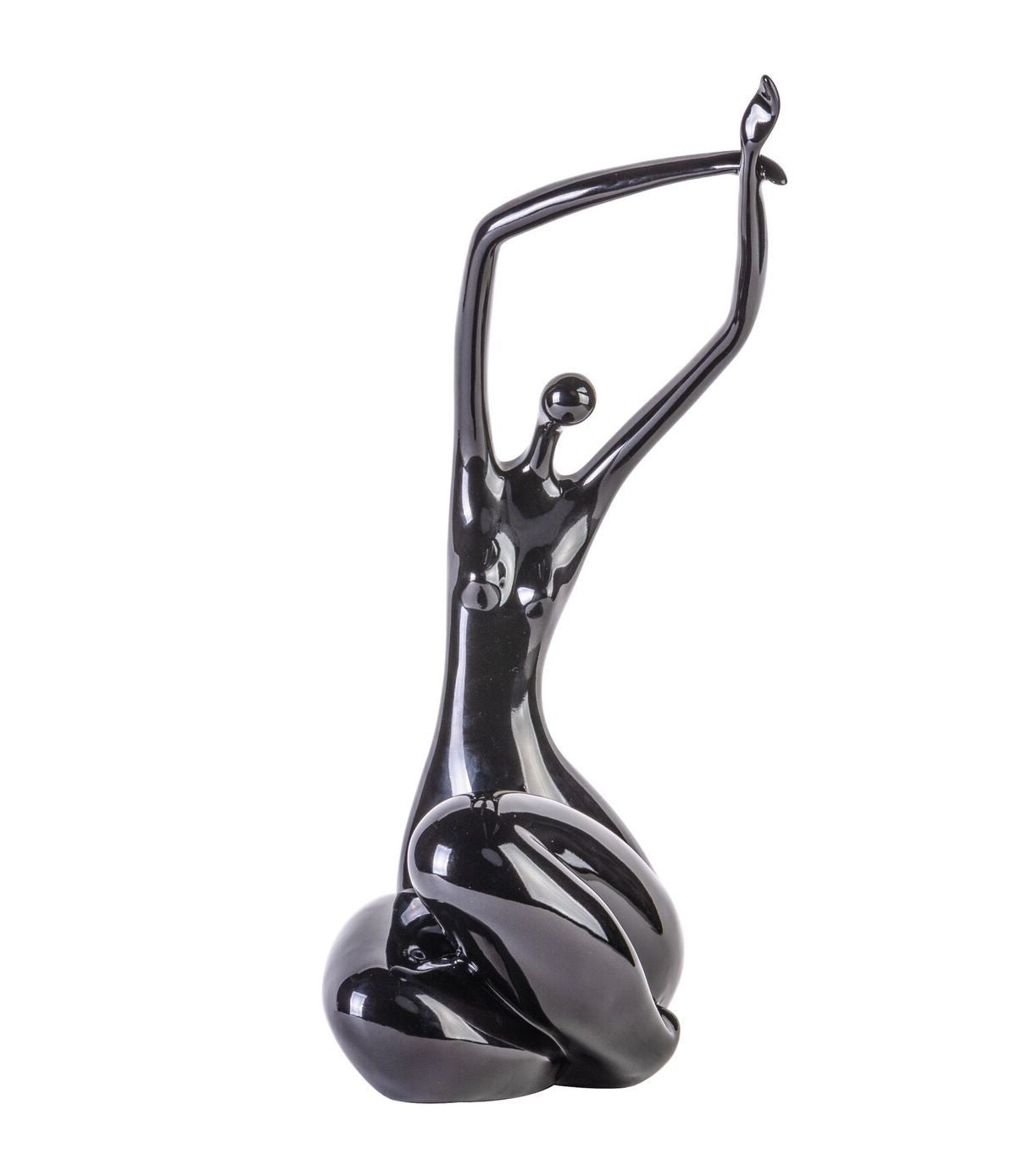 Matte Black Women Stretching Sculpture