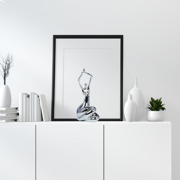 Silver Women Stretching Sculpture