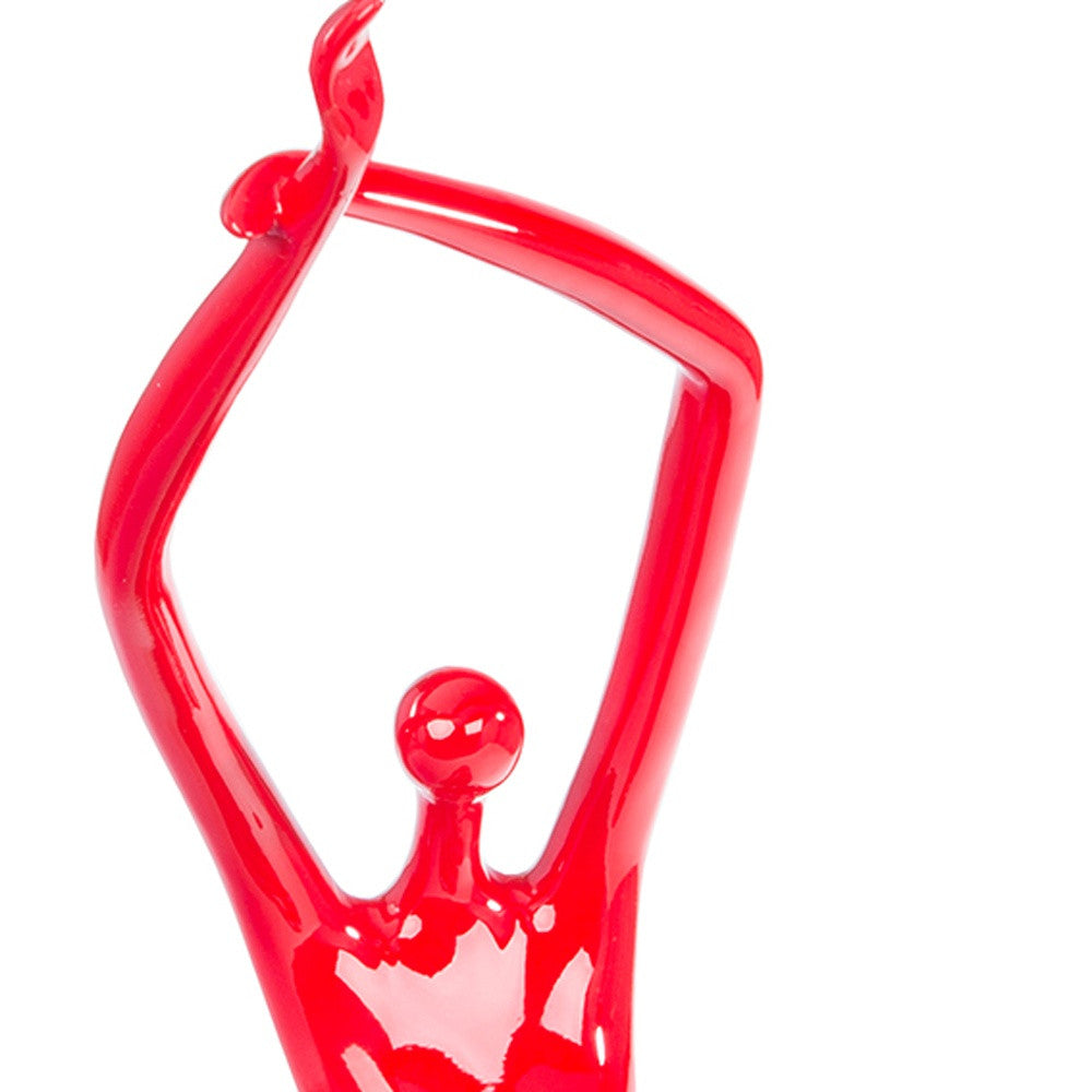 Red Women Stretching Sculpture