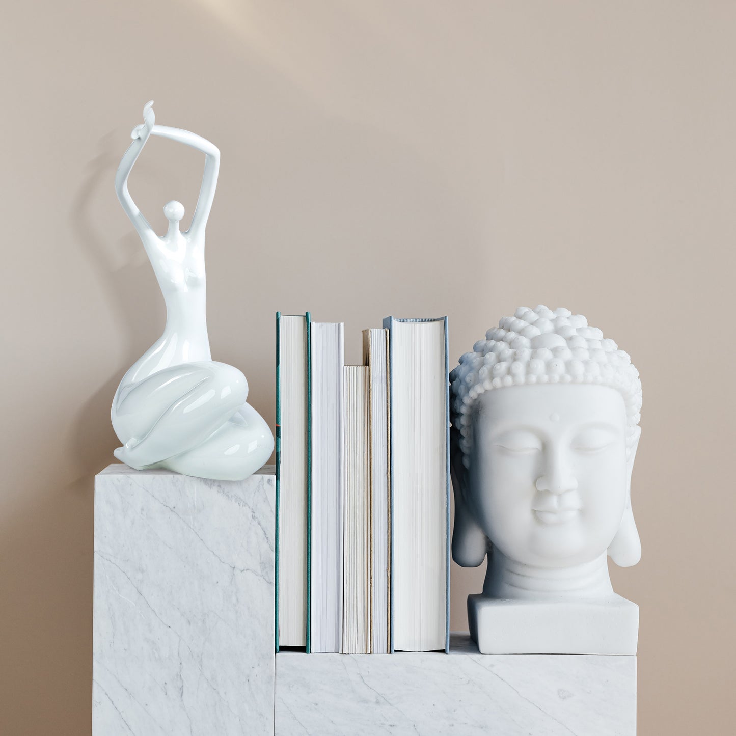 White Women Stretching Sculpture