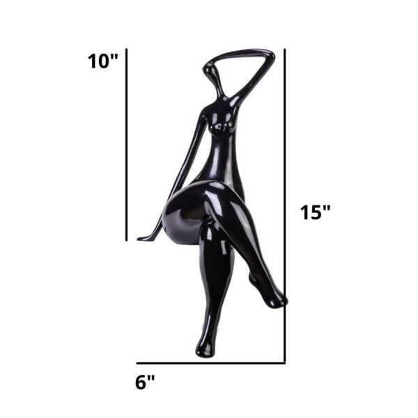 Matte Black Women Posing Sculpture