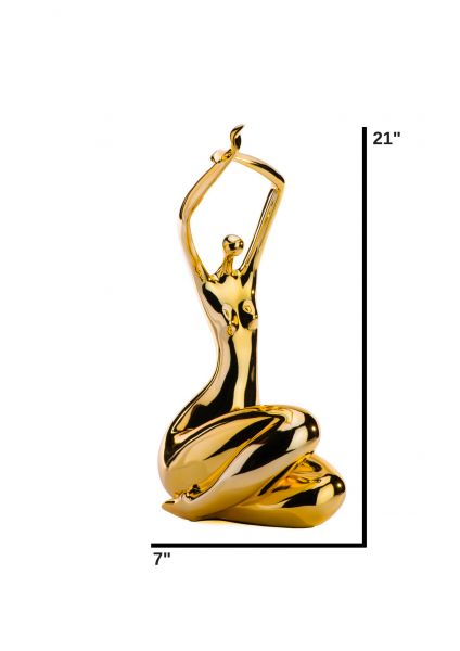Golden Women Stretching Large Sculpture