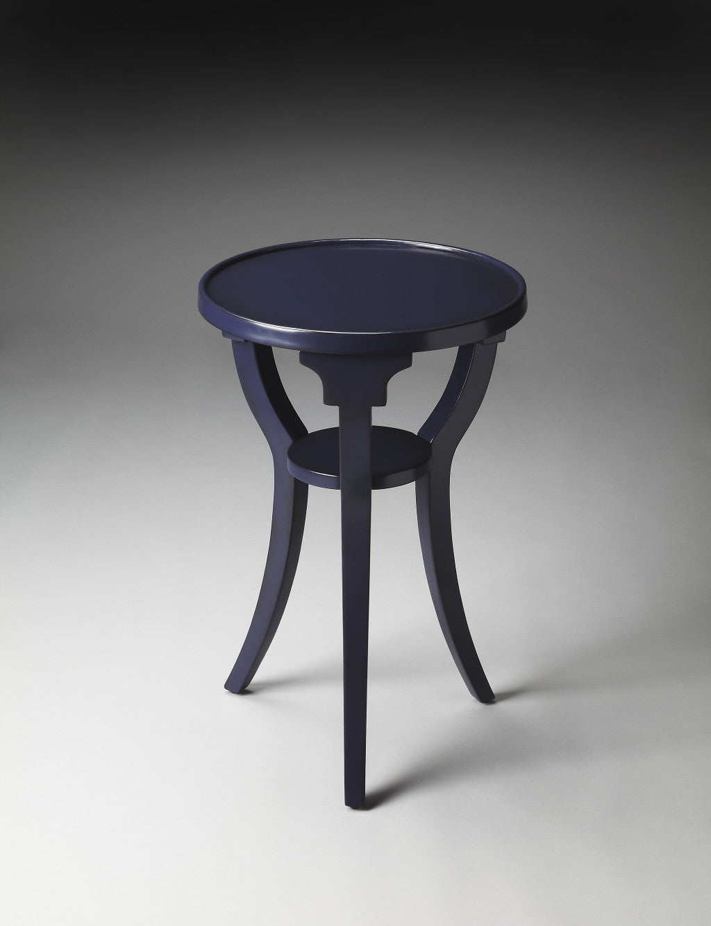 24" Blue Manufactured Wood Round End Table With Shelf