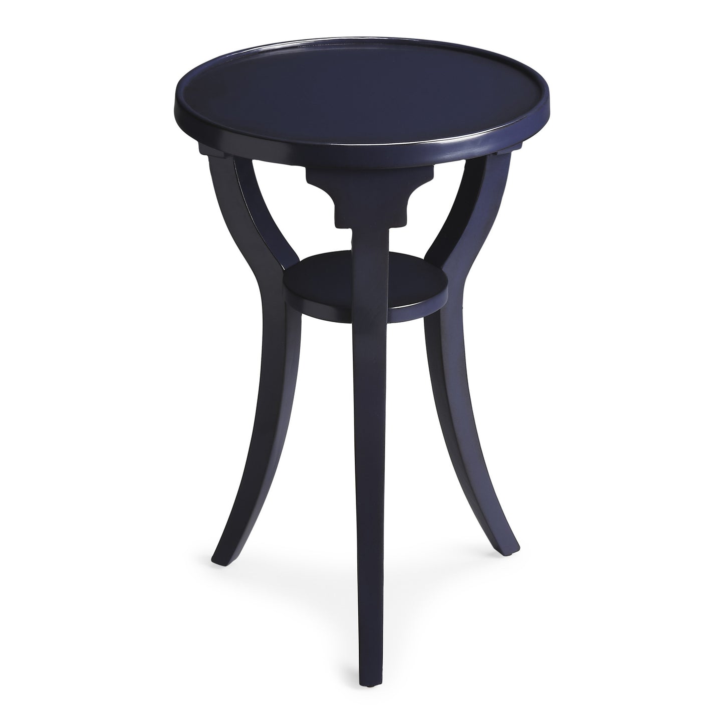 24" Blue Manufactured Wood Round End Table With Shelf