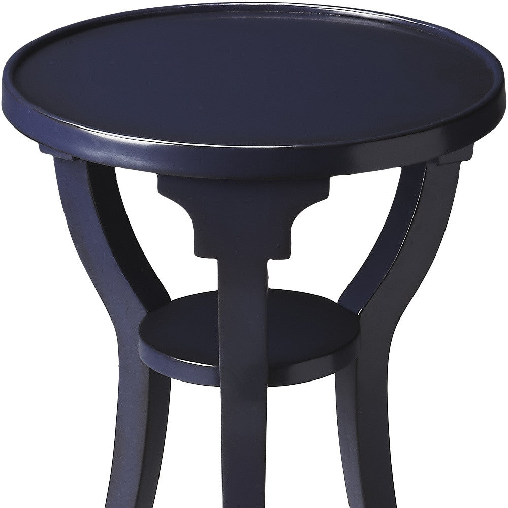 24" Blue Manufactured Wood Round End Table With Shelf