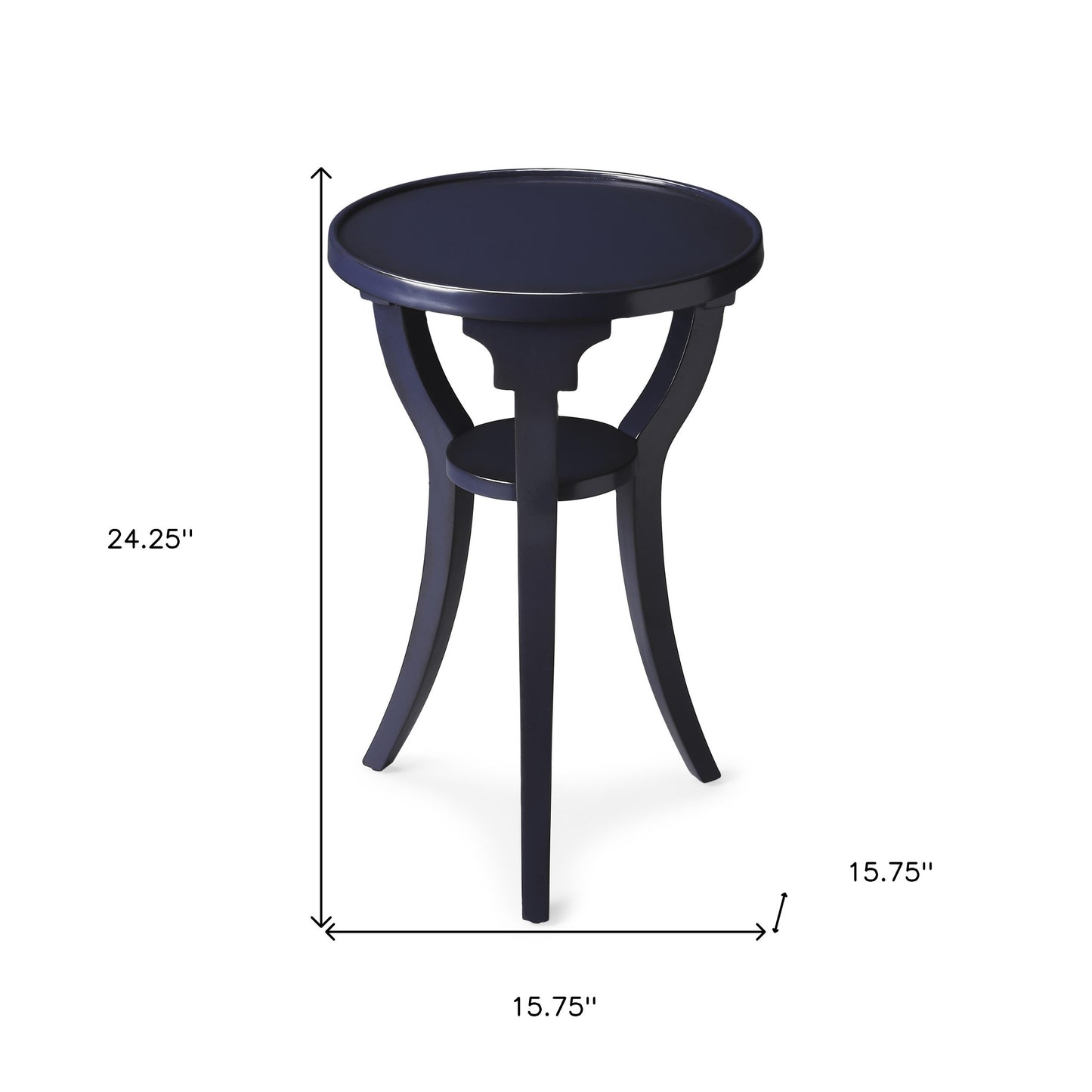 24" Blue Manufactured Wood Round End Table With Shelf