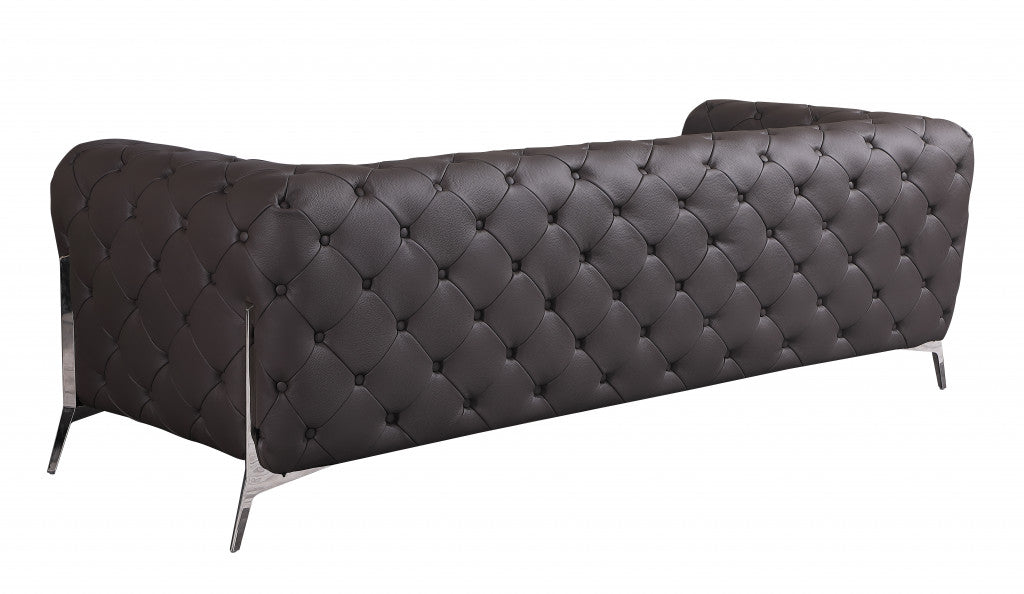 93" Brown And Silver Sofa