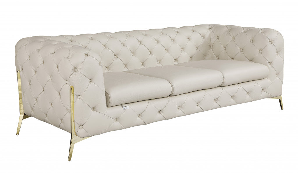 93" Beige And Gold Sofa