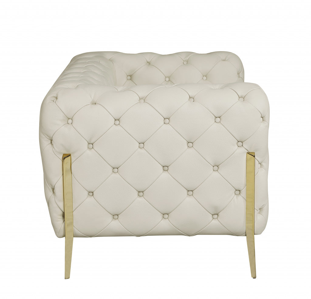 93" Beige And Gold Sofa