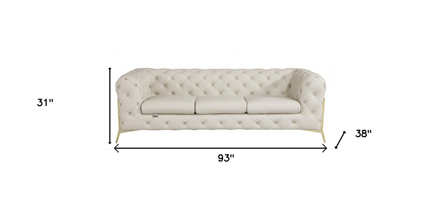 93" Beige And Gold Sofa