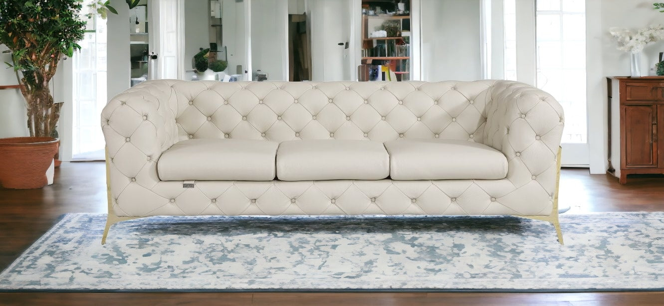 93" Beige And Gold Sofa