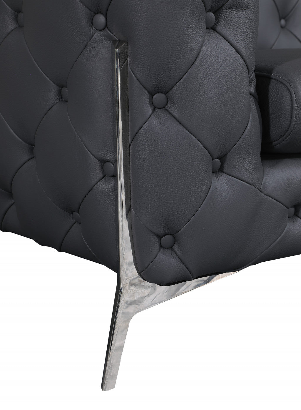 93" Dark Gray And Silver Sofa