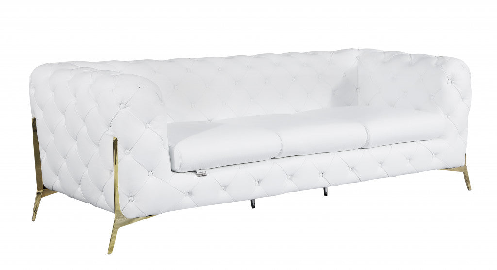 93" White And Gold Sofa