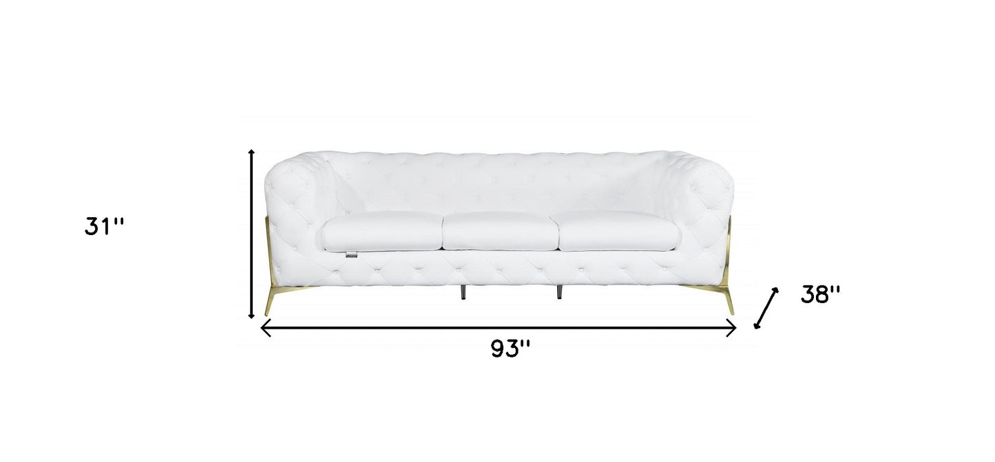 93" White And Gold Sofa