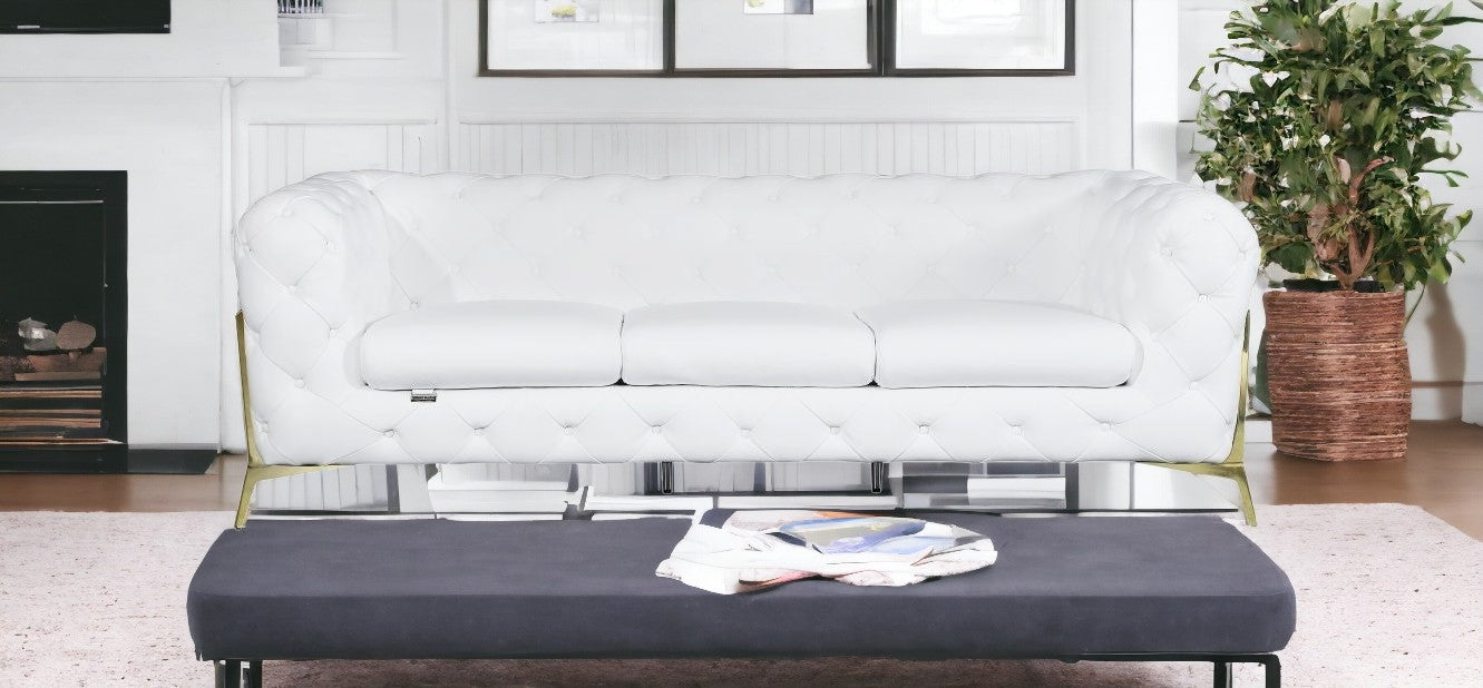 93" White And Gold Sofa